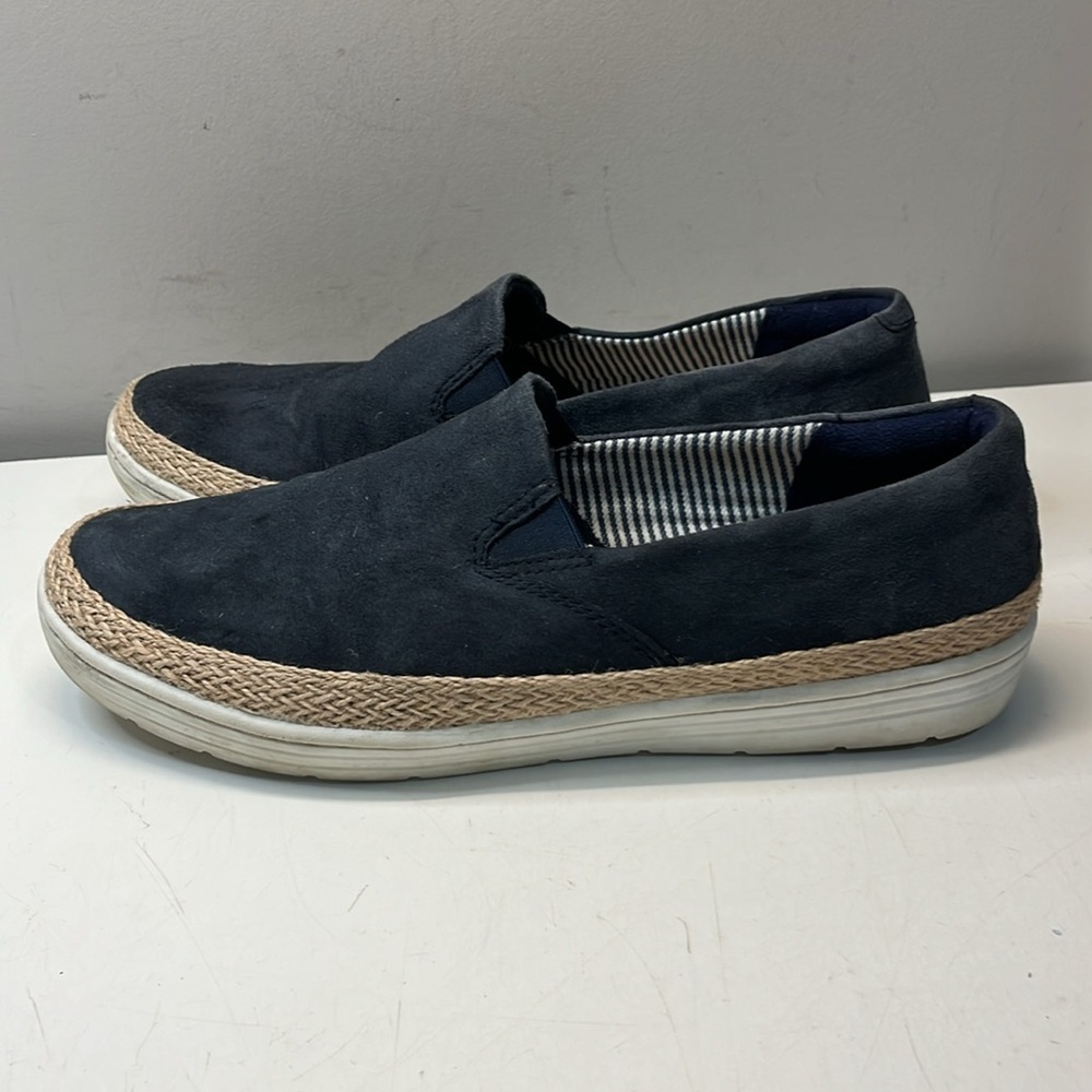 Clarks Marie Pearl Espadrilles Loafers Blue Suede, Sz 9 - Picture 2 of 11